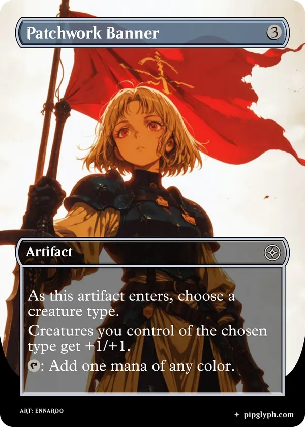 Patchwork Banner — custom MTG-style artifact, common rarity