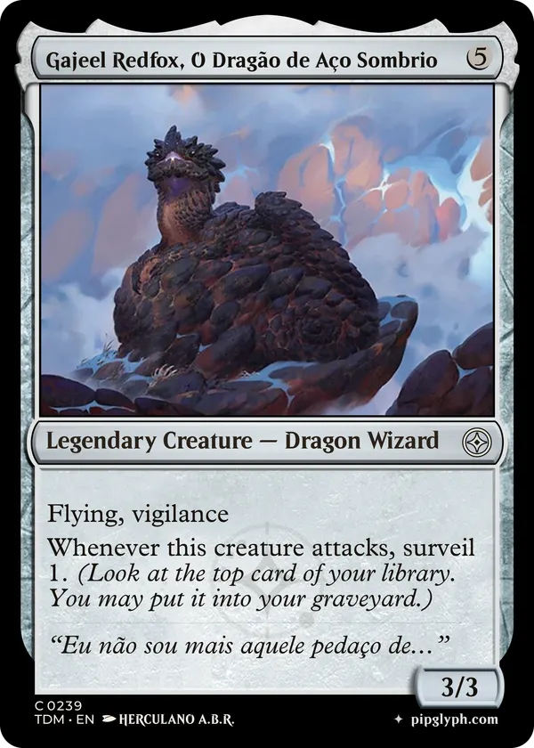 Gajeel Redfox, O Dragão de Aço Sombrio — custom MTG-style creature, common rarity