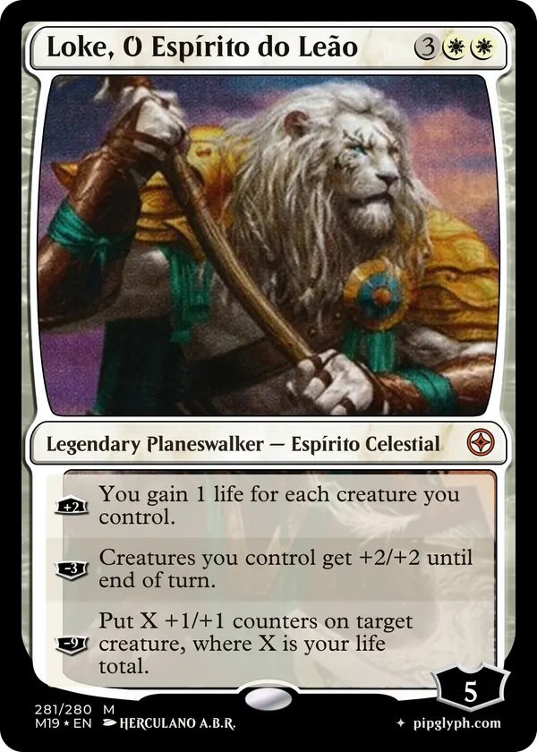 Loke, O Espírito do Leão — custom MTG-style planeswalker, mythic rarity