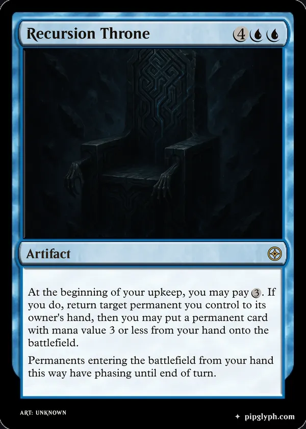 Recursion Throne — custom MTG-style artifact, rare rarity