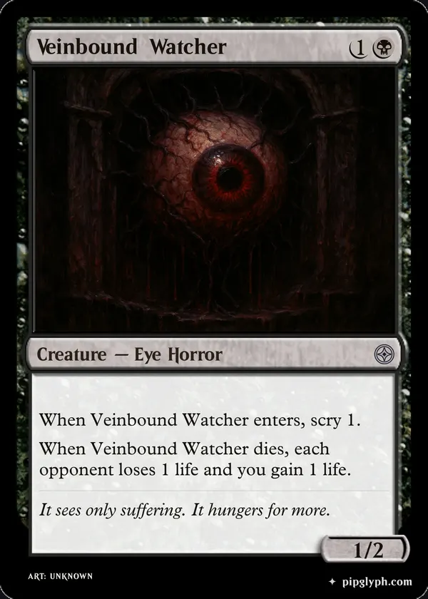 Veinbound Watcher — custom MTG-style creature, uncommon rarity