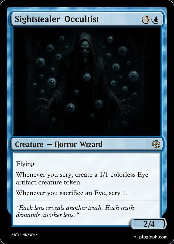 Sightstealer Occultist — custom MTG-style creature, rare rarity