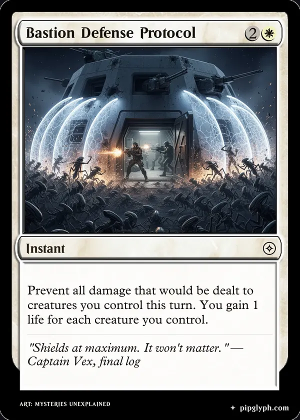Bastion Defense Protocol — custom MTG-style instant, common rarity
