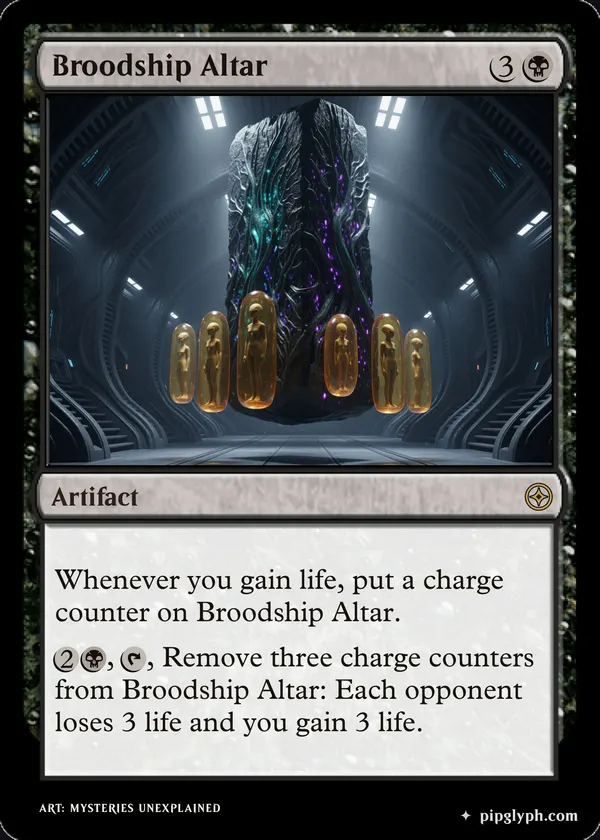 Broodship Altar — custom MTG-style artifact, rare rarity