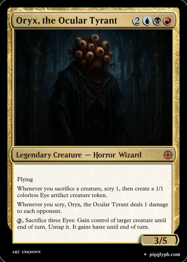 Oryx, the Ocular Tyrant — custom MTG-style creature, mythic rarity