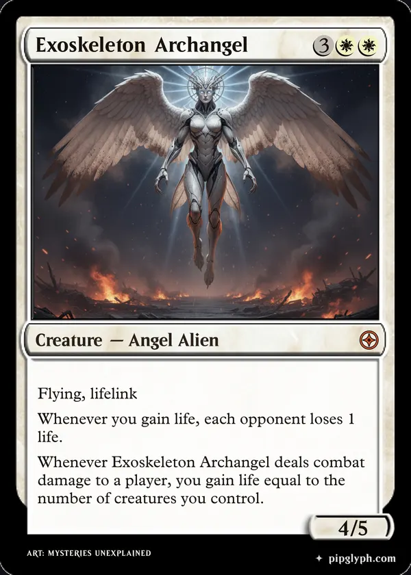 Exoskeleton Archangel — custom MTG-style creature, mythic rarity