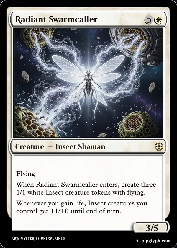 Radiant Swarmcaller — custom MTG-style creature, rare rarity