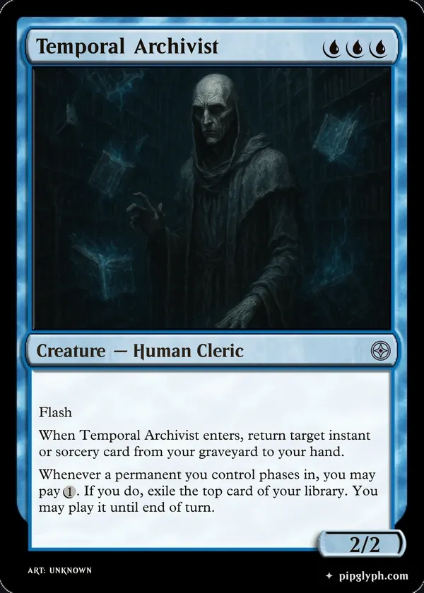 Temporal Archivist — custom MTG-style creature, uncommon rarity