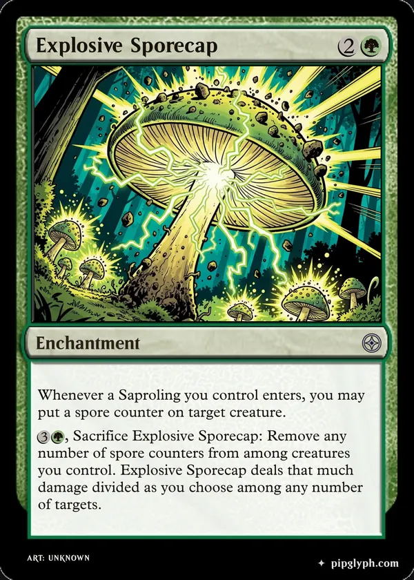 Explosive Sporecap — custom MTG-style enchantment, uncommon rarity