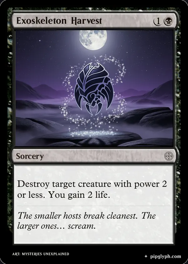 Exoskeleton Harvest — custom MTG-style sorcery, common rarity