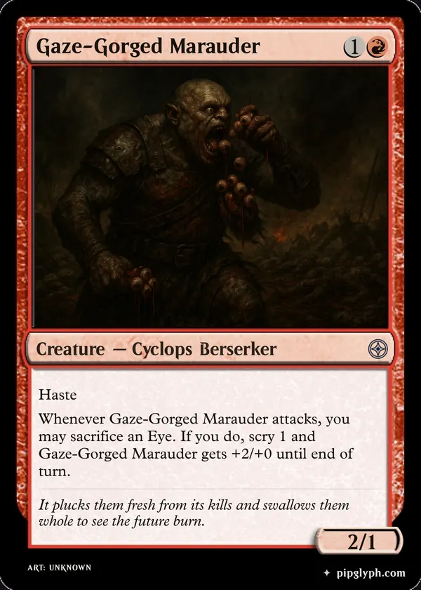 Gaze-Gorged Marauder — custom MTG-style creature, uncommon rarity