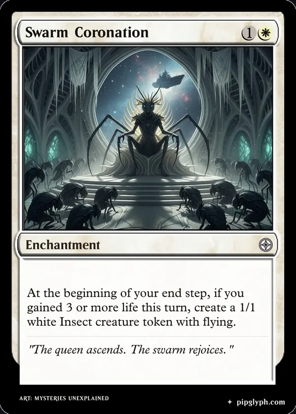 Swarm Coronation — custom MTG-style enchantment, uncommon rarity