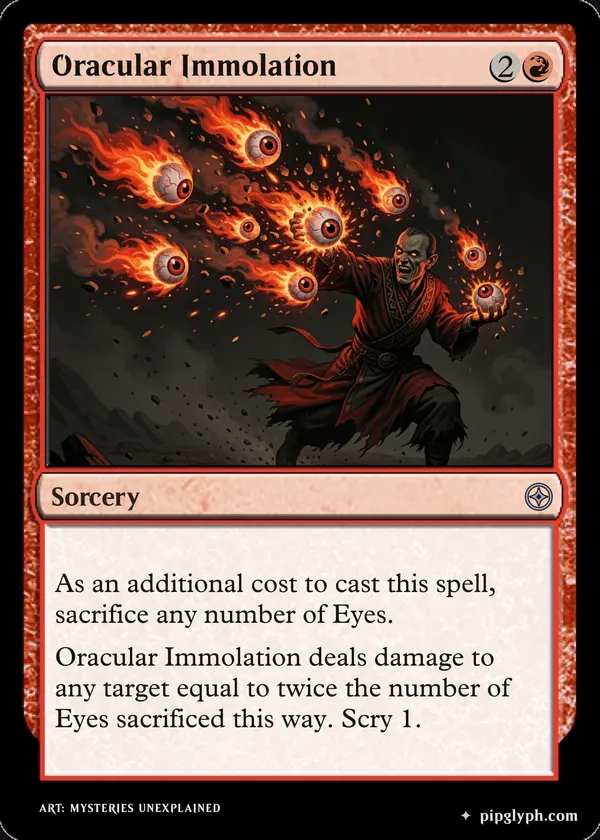 Oracular Immolation — custom MTG-style sorcery, uncommon rarity