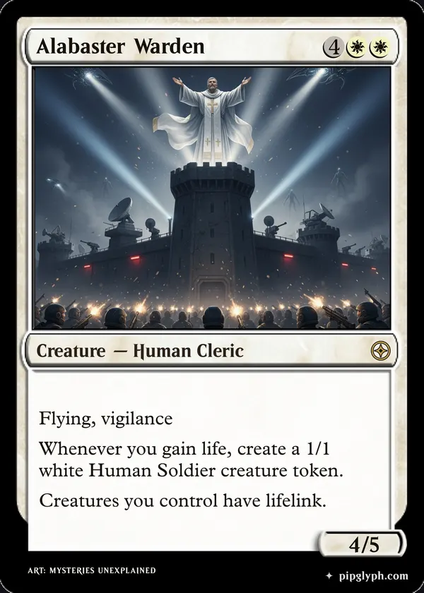 Alabaster Warden — custom MTG-style creature, rare rarity