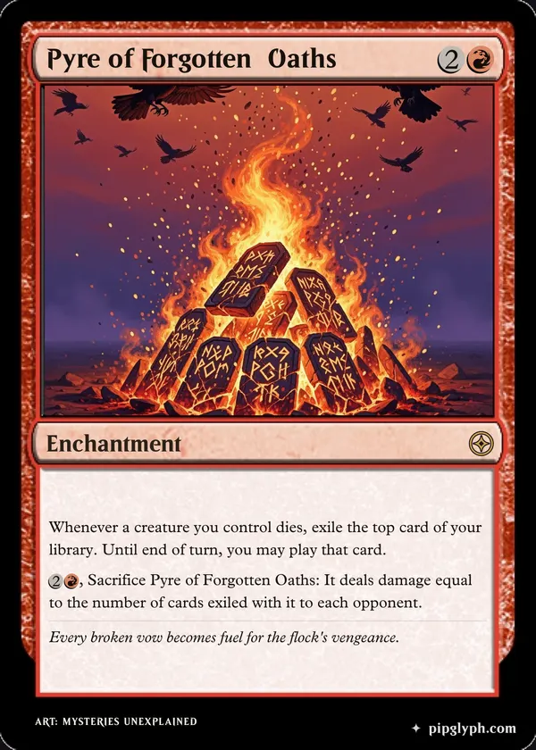 Pyre of Forgotten Oaths — custom MTG-style enchantment, rare rarity