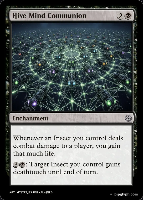 Hive Mind Communion — custom MTG-style enchantment, uncommon rarity