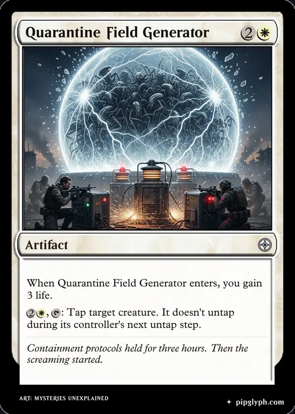 Quarantine Field Generator — custom MTG-style artifact, uncommon rarity