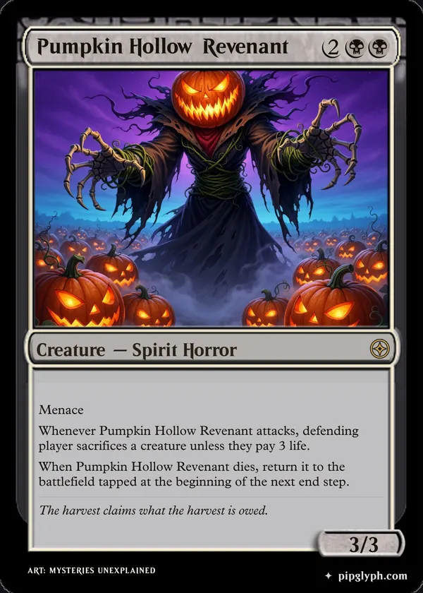 Pumpkin Hollow Revenant — custom MTG-style creature, rare rarity