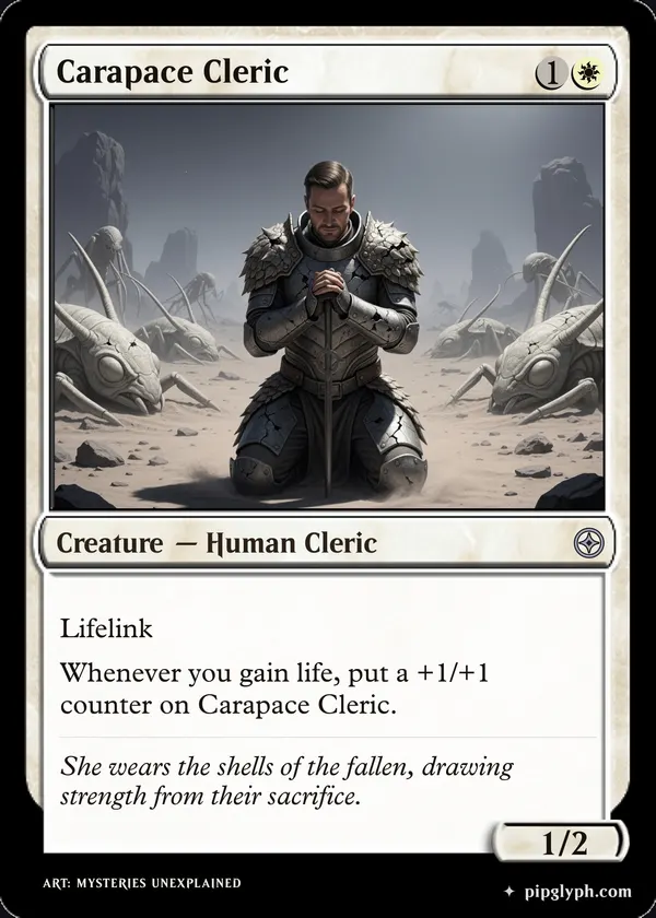 Carapace Cleric — custom MTG-style creature, uncommon rarity