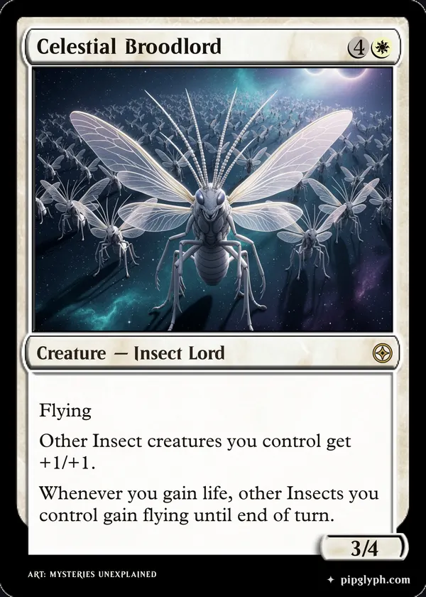Celestial Broodlord — custom MTG-style creature, rare rarity