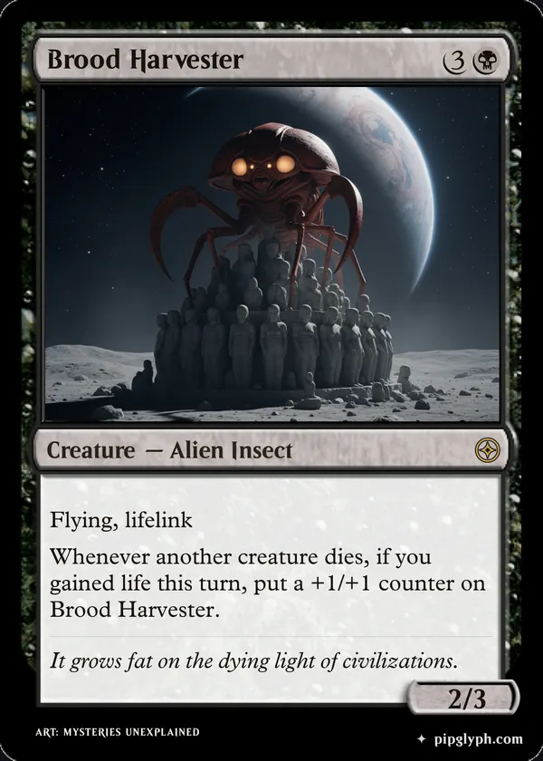 Brood Harvester — custom MTG-style creature, rare rarity