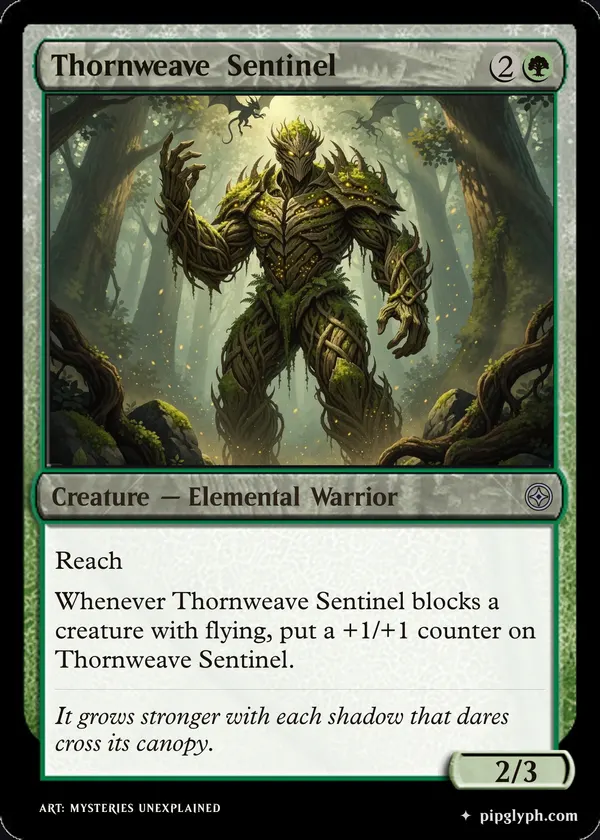 Thornweave Sentinel — custom MTG-style creature, uncommon rarity
