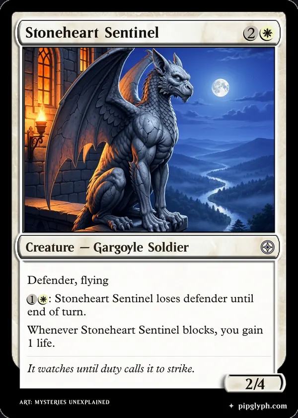 Stoneheart Sentinel — custom MTG-style creature, uncommon rarity
