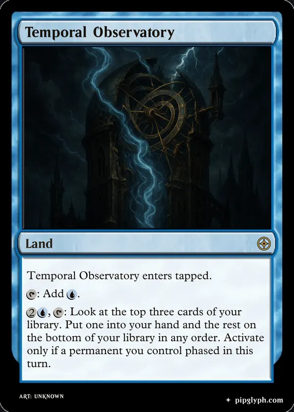 Temporal Observatory — custom MTG-style land, rare rarity