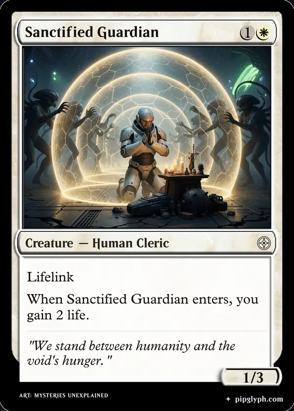 Sanctified Guardian — custom MTG-style creature, common rarity