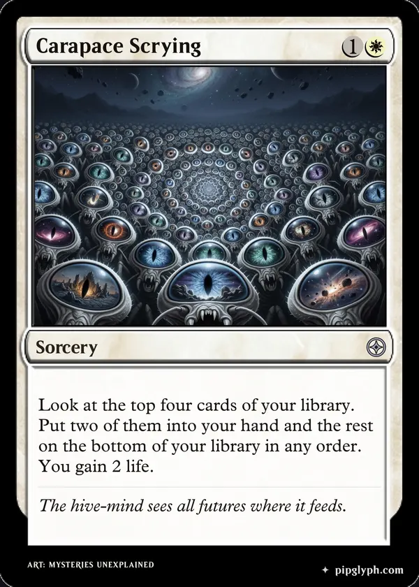 Carapace Scrying — custom MTG-style sorcery, uncommon rarity