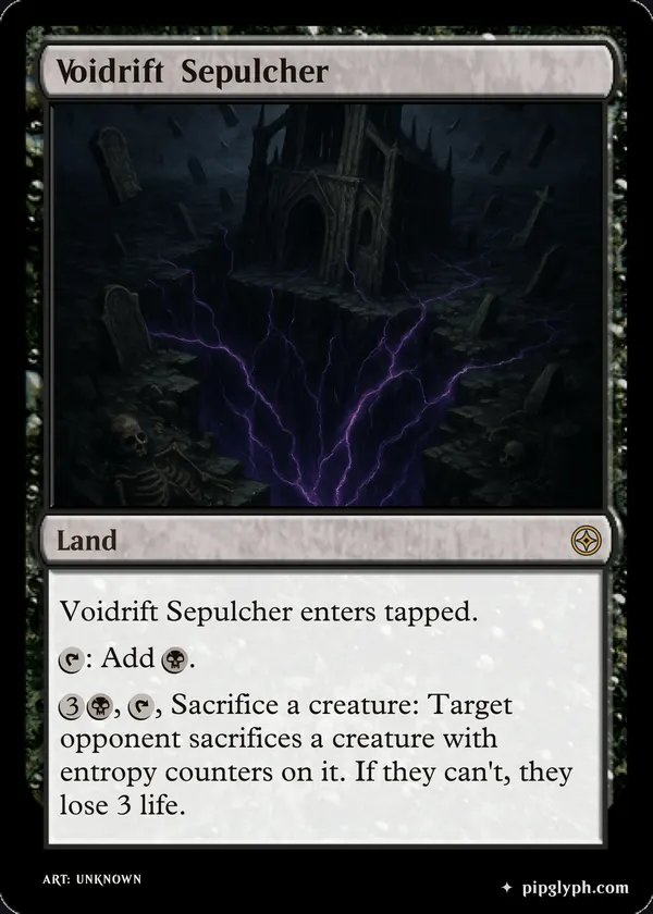Voidrift Sepulcher — custom MTG-style land, rare rarity