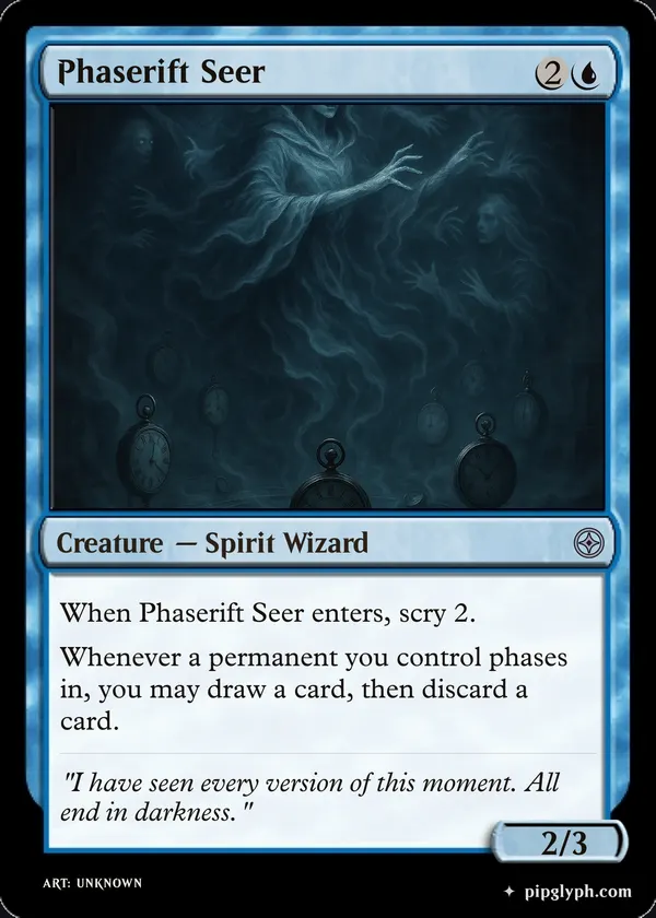 Phaserift Seer — custom MTG-style creature, uncommon rarity