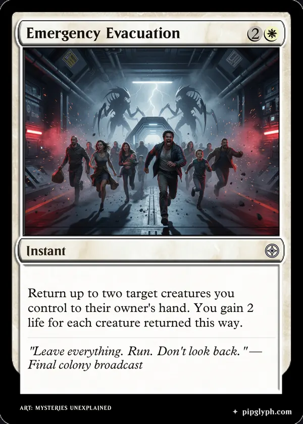 Emergency Evacuation — custom MTG-style instant, uncommon rarity