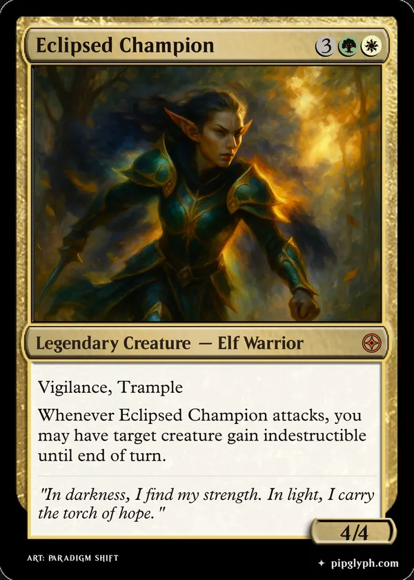 Eclipsed Champion — custom MTG-style creature, mythic rarity
