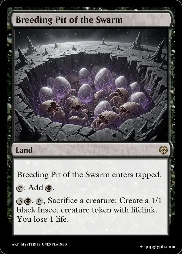Breeding Pit of the Swarm — custom MTG-style land, rare rarity
