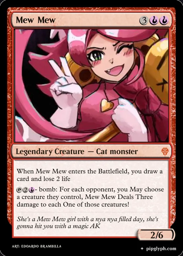 Mew Mew — custom MTG-style creature, mythic rarity