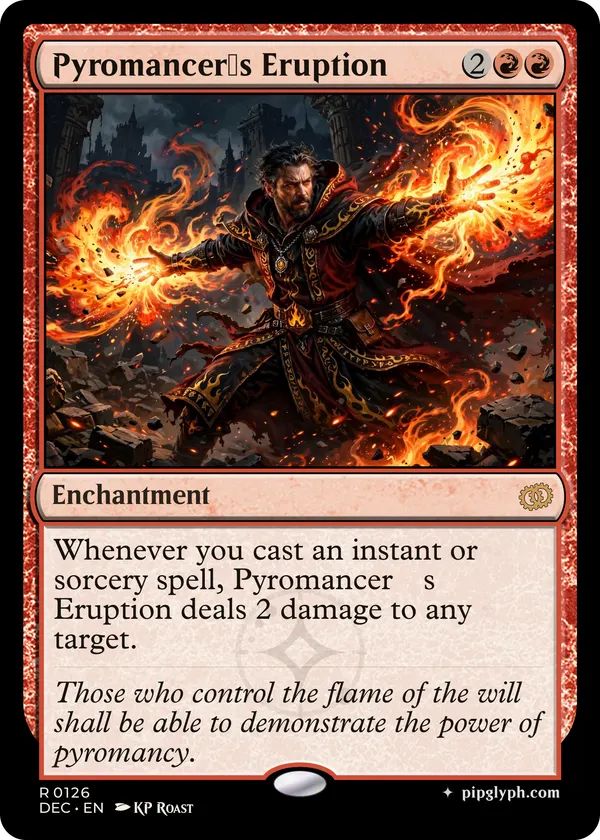 Pyromancerʼs Eruption — custom MTG-style enchantment, rare rarity