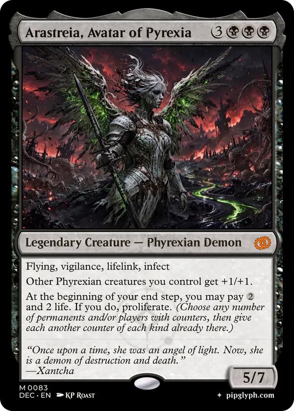 Arastreia, Avatar of Pyrexia — custom MTG-style creature, mythic rarity