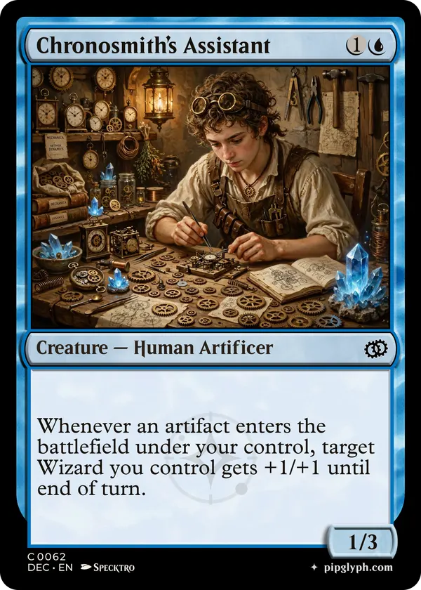 Chronosmith’s Assistant — custom MTG-style creature, common rarity