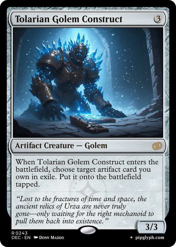 Tolarian Golem Construct — custom MTG-style artifact, rare rarity