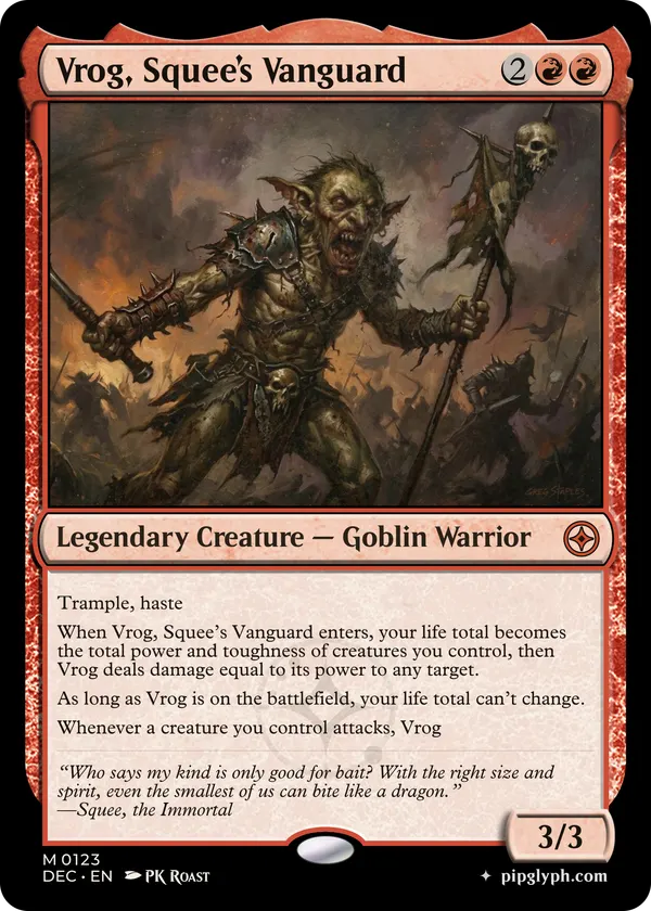 Vrog, Squee’s Vanguard — custom MTG-style creature, mythic rarity
