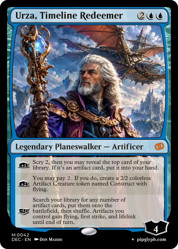 Urza, Timeline Redeemer — custom MTG-style planeswalker, mythic rarity