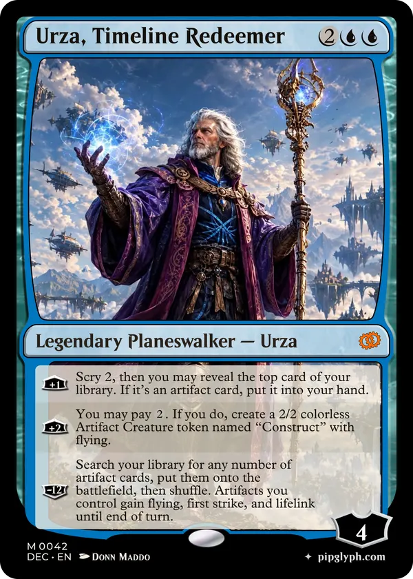 Urza, Timeline Redeemer — custom MTG-style planeswalker, mythic rarity
