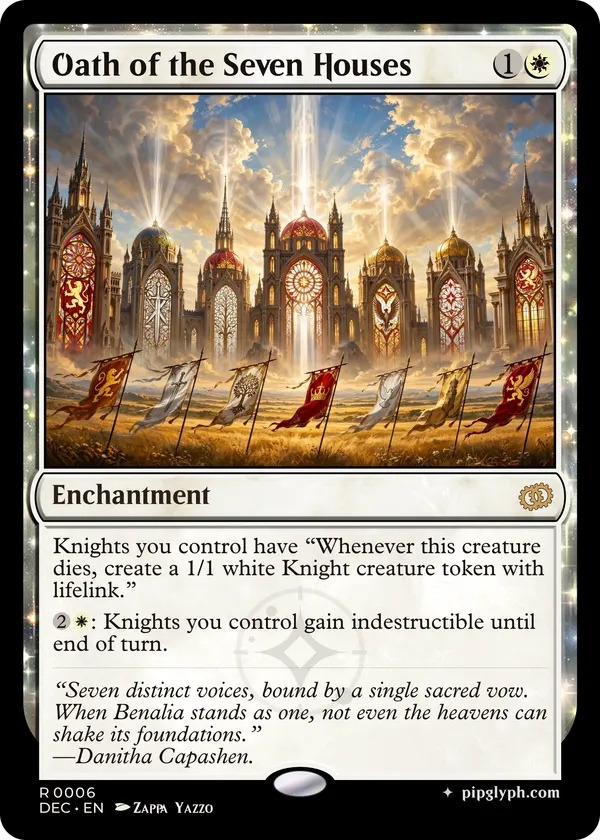 Oath of the Seven Houses — custom MTG-style enchantment, rare rarity
