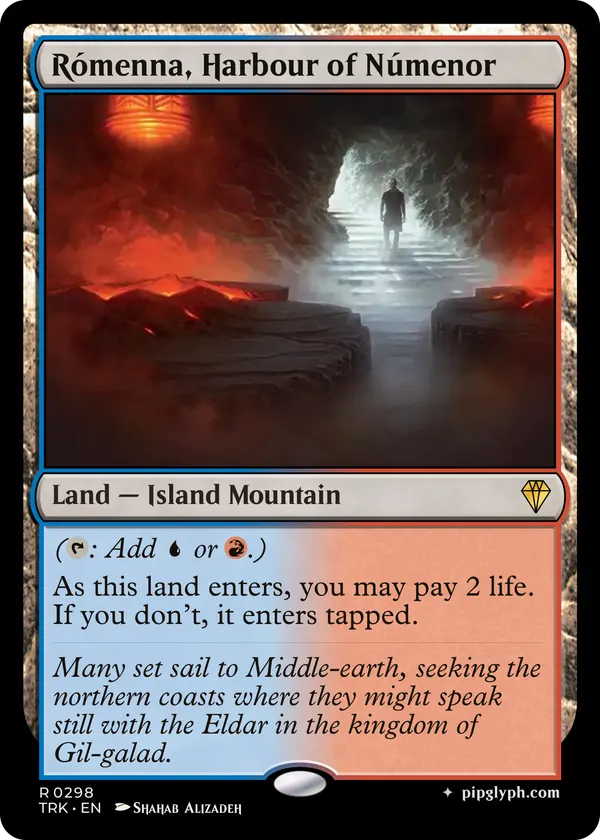 Rómenna, Harbour of Númenor — custom MTG-style land, rare rarity