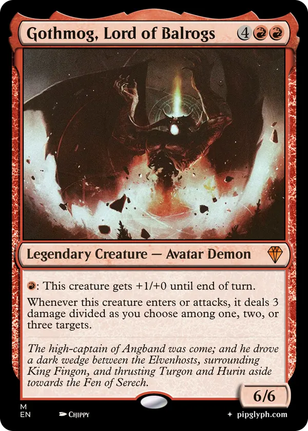 Gothmog, Lord of Balrogs — custom MTG-style creature, mythic rarity
