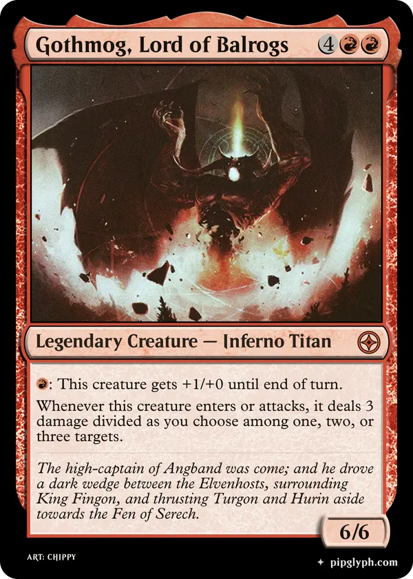 Gothmog, Lord of Balrogs — custom MTG-style creature, mythic rarity