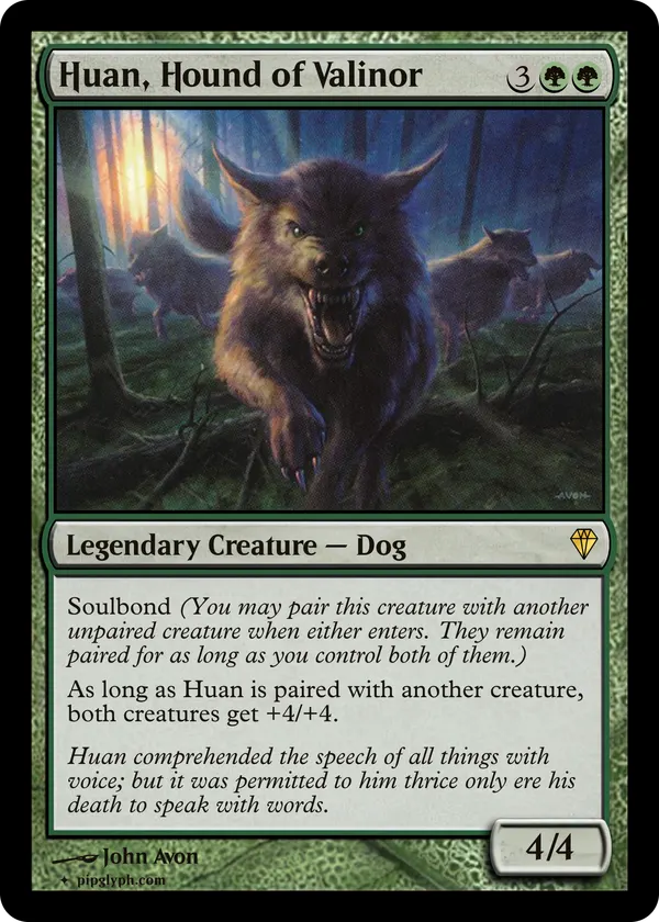 Huan, Hound of Valinor — custom MTG-style creature, rare rarity
