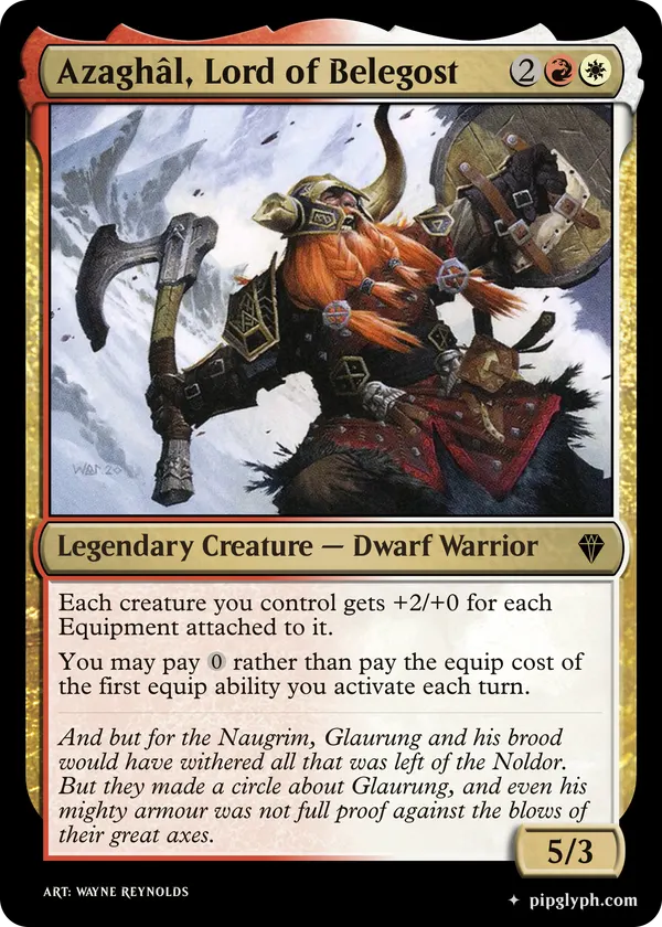 Azaghâl, Lord of Belegost — custom MTG-style creature, uncommon rarity