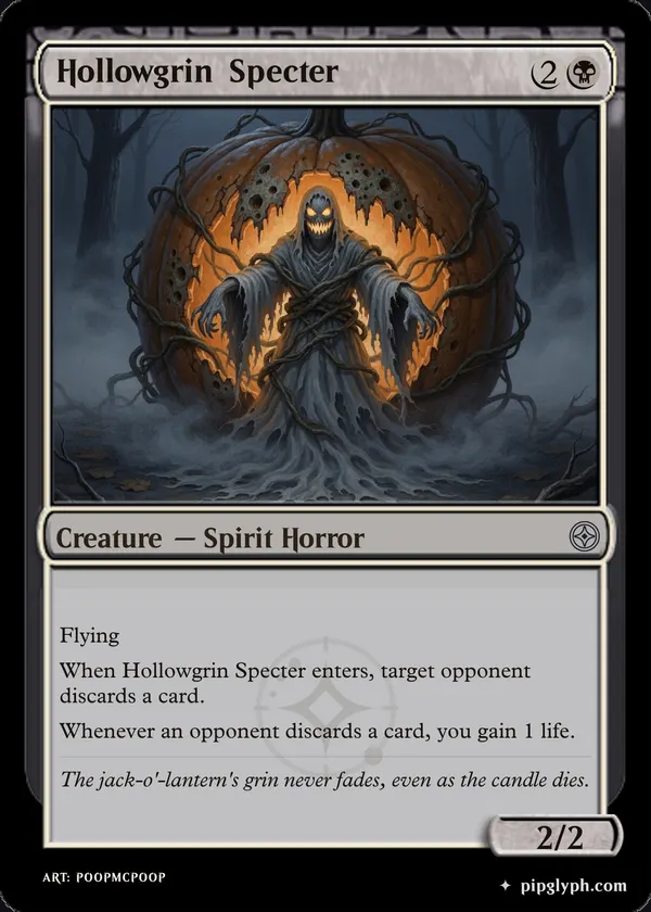 Hollowgrin Specter — custom MTG-style creature, uncommon rarity